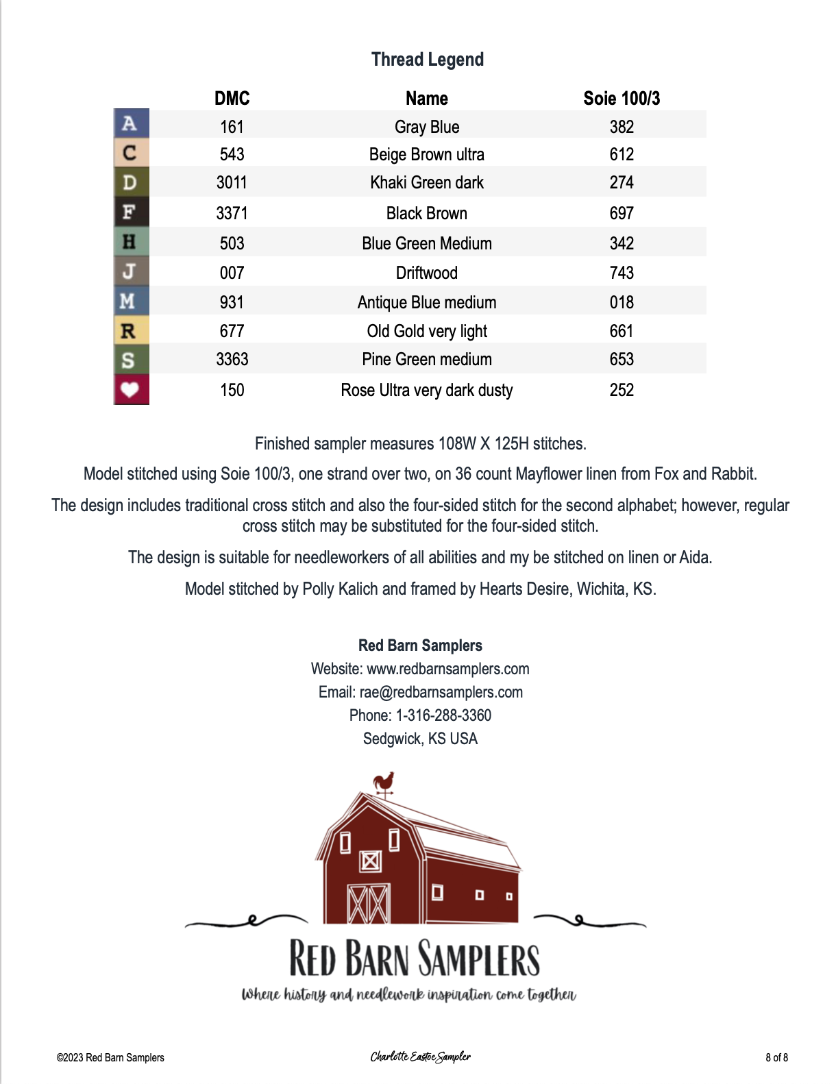Charlotte Eastoe Sampler - PDF DOWNLOAD